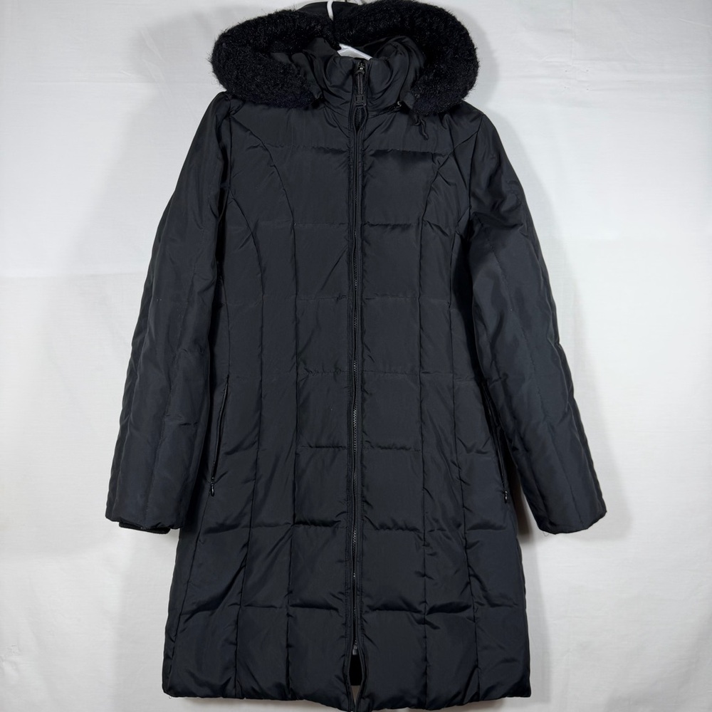 Michael Kors Women's Hooded Quilted Mixed Faux Fur Jacket Bomber Coat S Black